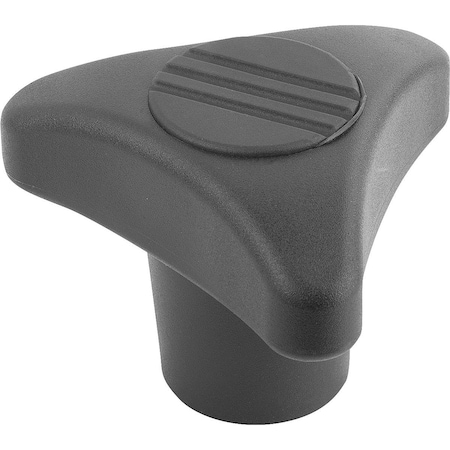 Kipp Triangular Grip D=M12 D1=80 H=53, 5, Form:K Plastic, Black Ral7021, Comp:Steel, Comp:Black Ral7021 K1020.18012